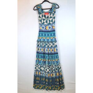 La Double J Womens Pimento Tiered Lined Tank Maxi Dress Size XS Blue Retro Italy